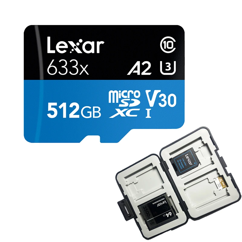 Lexar 633X 95 МБ/с. Micro SD карты 512 ГБ 128 г 256 ГБ устройство чтения карт памяти Uhs-1 для DJI Mavic Drone Gopro спортивные видео камерные очки Футляр для карт