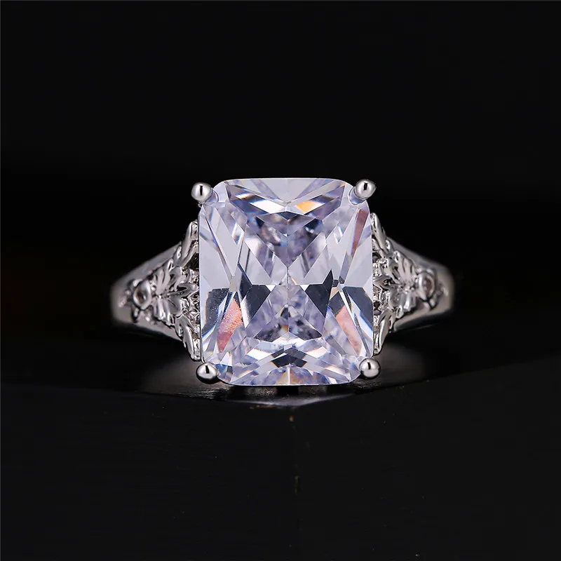 Роскошное женское и мужское кольцо с квадратным кристаллом в винтажном стиле