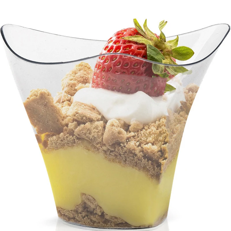 

Promotion - 10/Pack, Home Party Wedding Disposable Plastic Tableware Supplies, 75*62mm/100ml Mini Twisted Dessert Cup