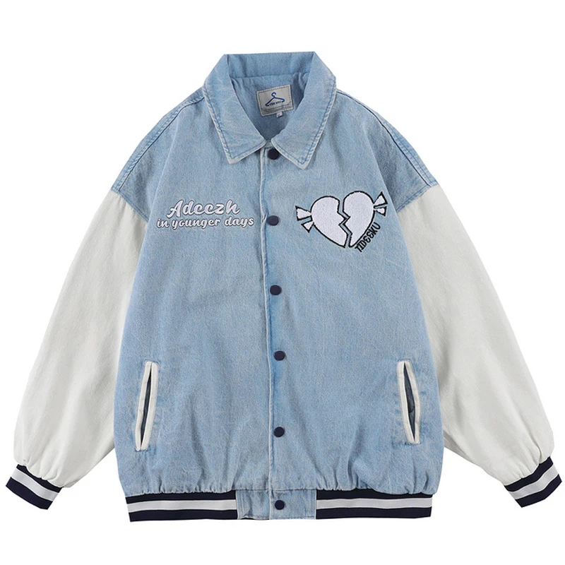 

Куртка-бомбер мужская из ПУ кожи, с вышивкой в виде сердца