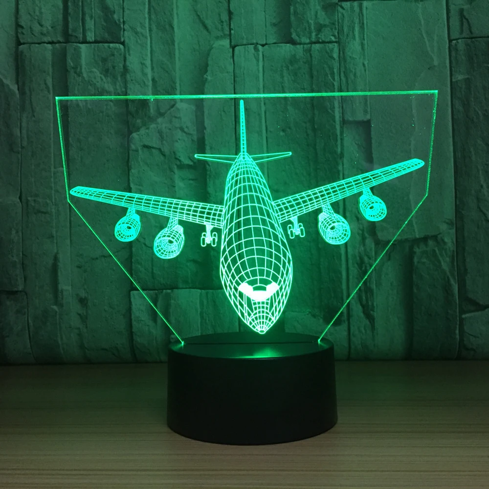 

Airplane LED RGB Night Light 7 Color Change Desk Light Action Figure PVC Kids Toys Brinquedos Christmas Gift