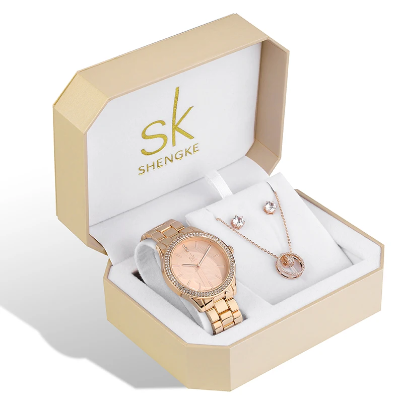 

SK Brand Creative Women Watch Bracelet Necklace Set Female Jewelry Fashion Luxury Women Watch Bangle Set For Valentine's Gift