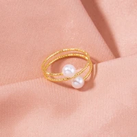 fashion gold joint knuckle rings for women twist minimalist simple female pearl adjustable finger ring jewelry accessories