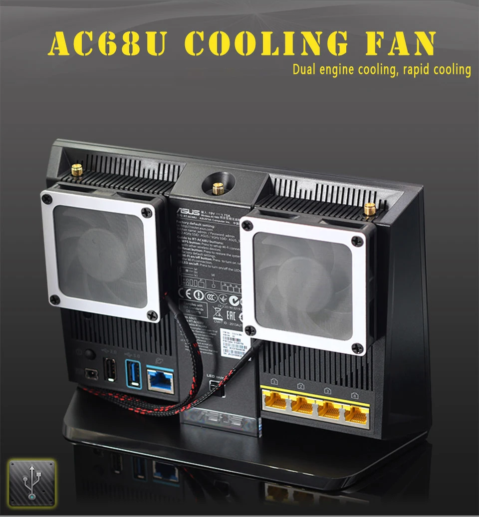 70 мм вентилятор охлаждения Радиатор USB/мощность бесшумное охлаждение Температура Скорость регулирования controller-ac68u EX6200 AC15 AC68U кулер
