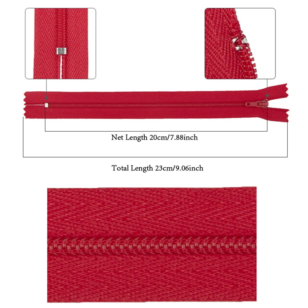 

5/10pcs/bag Long Invisible Zippers 20cm DIY Nylon Coil Zipper for Tailor Zippers Bulk 10 Colors Sewing Clothes Accessory