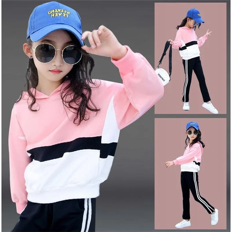 Модная одежда для девочек осенний комплект одежды с длинным рукавом детей 4 6 8 10 12