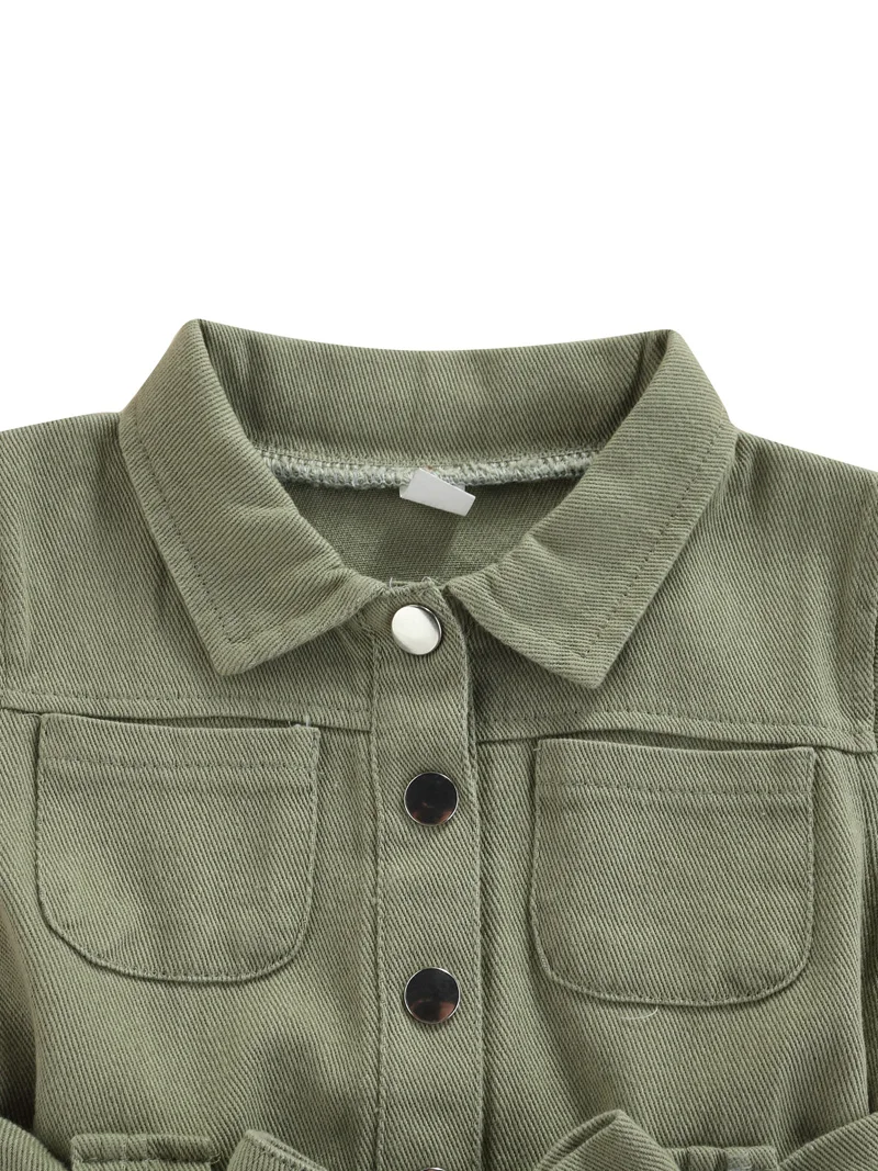 

Pudcoco 1-5Y Romper Fashion Toddler Kids Girls Summer Turn-down Collar Single Breasted Sashes Jumpsuits Overalls New Long Pants