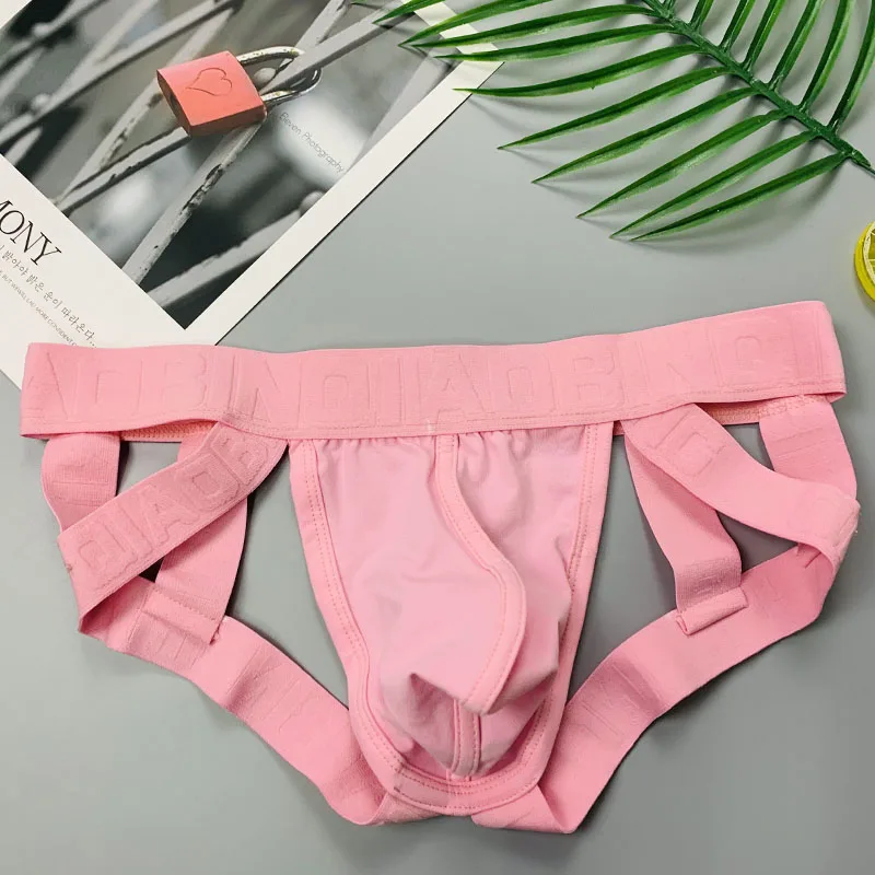 

Fashion Hot Party Gay Male Briefs Pink Black Striped G-Strings Personality Men's Underwear Youth Sexy Boyshort