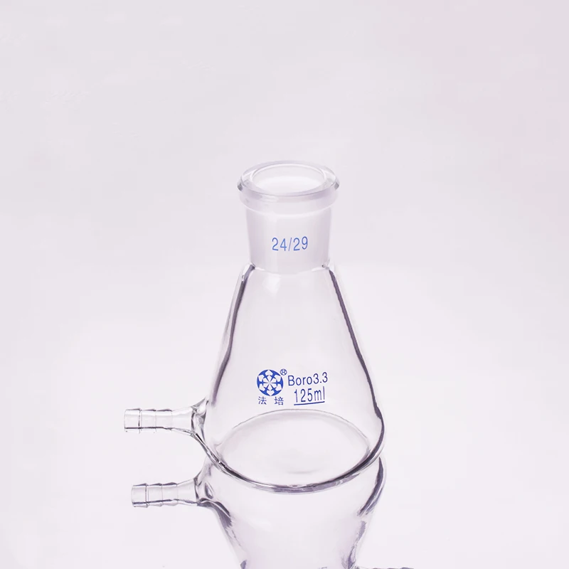 Filtering flask with Lower tube,Capacity 125ml,Joint 24/29,Triangle flask with tubules,Lower tube conical flask