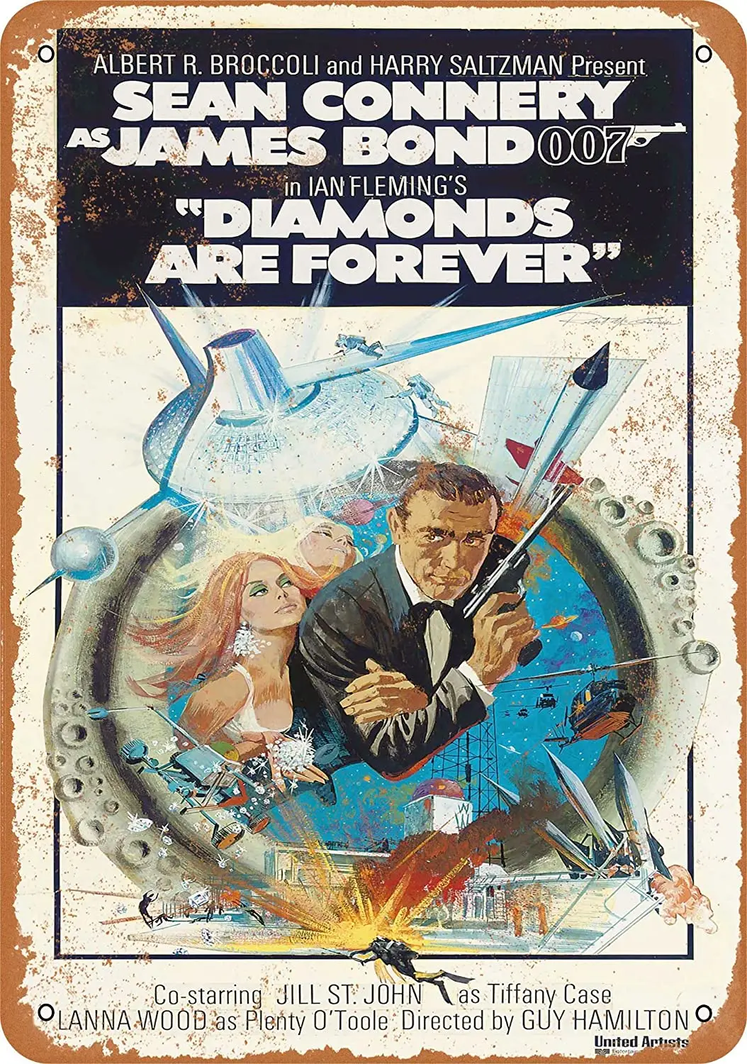 

WallColor 8*12 Metal Sign 1971 James Bond Diamonds are Forever Vintage Look