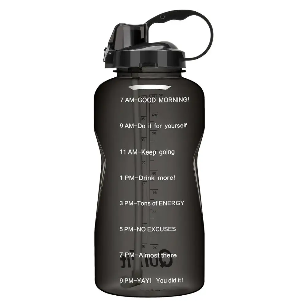 Black BuildLife Тритан галлон бутылка для воды 128 OZ/64 OZ 3.8L/2L с уникальной шкалой времени/измерения/цели отмечены раз BPA бесплатно Спорт Тренажерный зал - Цвет: Black