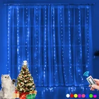3 м светодиодные рождественские украшения для занавески для зала, не пропускают свет строка светильник вспышки Фея гирлянда домашнего декора свадьбы naviad лампа пульт дистанционного управления