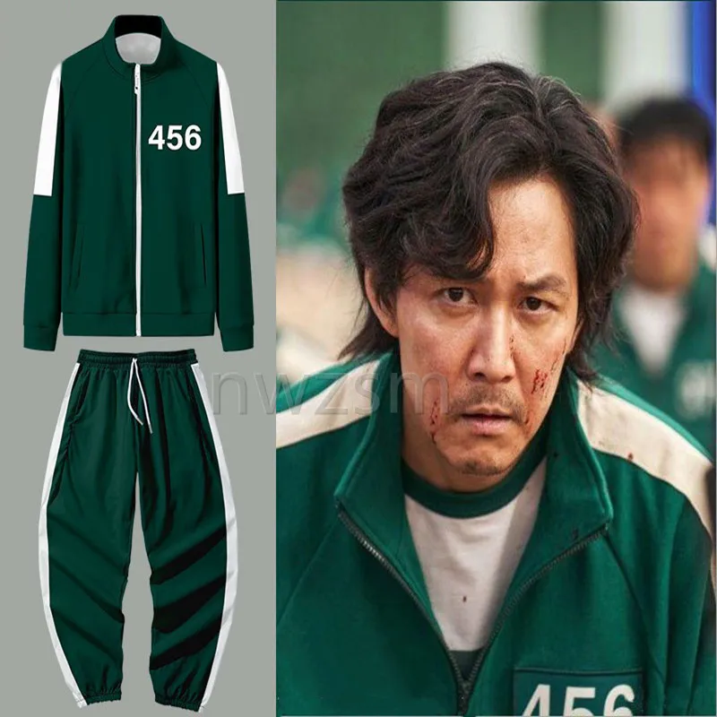 

Korean teleplay Squid game cosplay costume men's jacket Li Zhengjae same sportswear 456 national Hoodie plus size Hallowmas