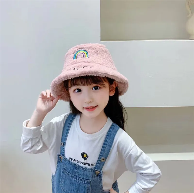 Детская теплая зимняя Панама с мультяшной вышивкой для мальчиков и девочек