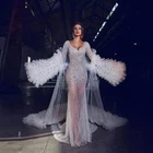 Пышный белый свадебный халат, Прозрачное платье с верхним слоем, женское длинное платье с оборками, топы для тренировок, платье макси, открытое женское вечернее платье