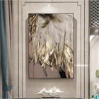 Абстрактные картины на холсте с золотыми перьями, скандинавские Роскошные постеры с крыльями, печатные настенные картины для гостиной, Настенный декор