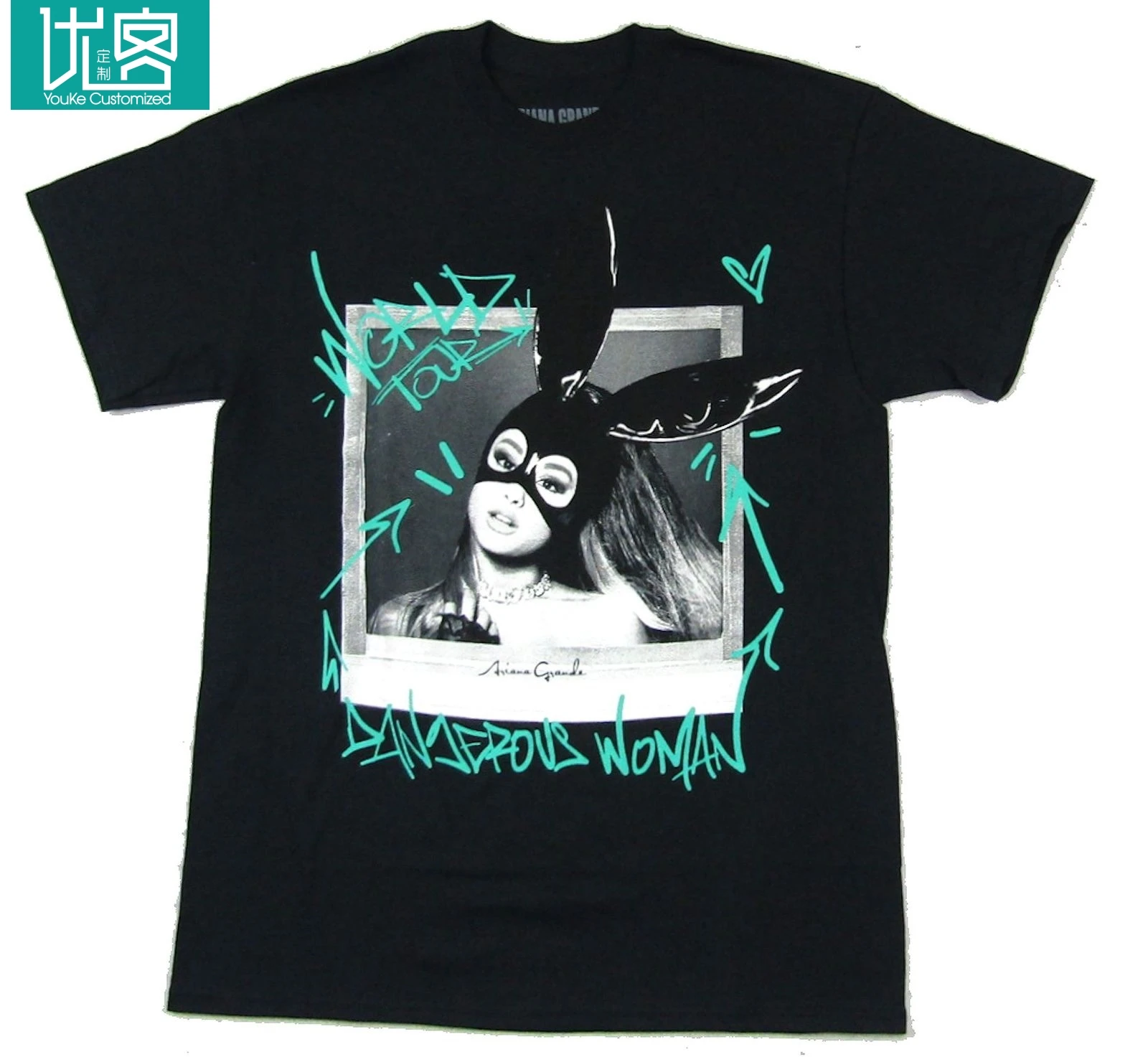 Ариана Гранде Опасная женщина фото черная футболка новый официальный принт