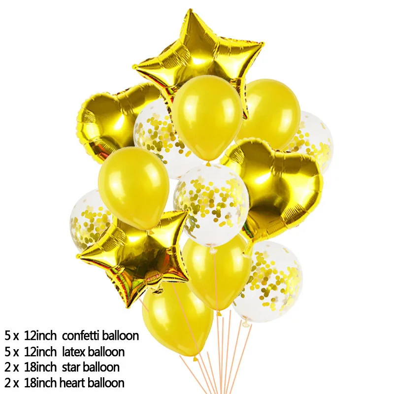 M13 14pcs/set Clear Confetti Latex Balloons Set Star Heart Shape Foil Balloon Birthday Party Decoration Kids Baby Shower Supplies - Цвет: M13