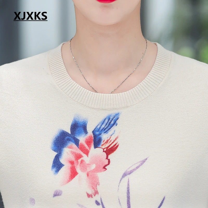 XJXKS New 2020 Spring Pring Sweater Women Knitted Shirt Long Sleeves Loose Pullover Plus Size Wool Jumper | Женская одежда