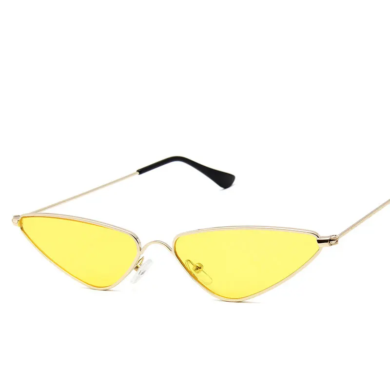 2022 Trend Small Sunglasses Women Fashion Triangle Metal Cateye Glasses Popular Multicolor Famous Brand High-end Design UV400 | Аксессуары