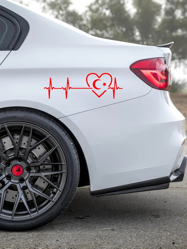 30x10 см высечка виниловая наклейка Турецкий флаг полумесяц сердцебиение