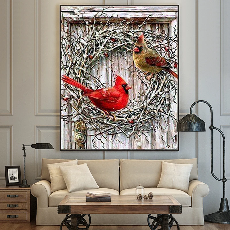 Пара птиц и пейзажной живописи по номерам пейзаж ручной работы масляные краски