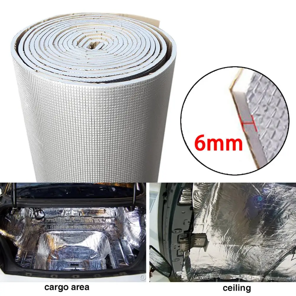 

New 6mm 236mil Thick Aluminum foil + Muffler Cotton Car Indoor Heat Sound Deadening Insulation Soundproof Dampening Mat Tools