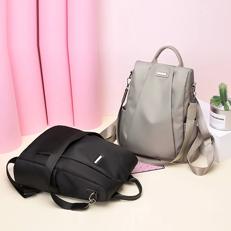 

New Women's Backpack Leather Travel Shoulder Bag Shoulder Bag Girl Multifunctional Small School Backpack for Women Black