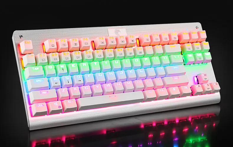 Z-77 Eagle TKL Механическая игровая клавиатура светодиодный с подсветкой без нумпада алюминиевая белая геймерская клавиатура с щелчком Outemu синие переключатели