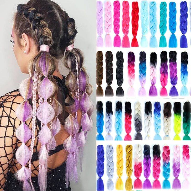 LUPU 100 г 24 дюйма Омбре плетеные волосы синтетические для наращивания Kanekalon Jumbo Braid
