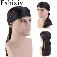 unisex men women silky laser durag doo rag breathable bandanas headwear du rag extra long tail biker pirate hat hair accessories