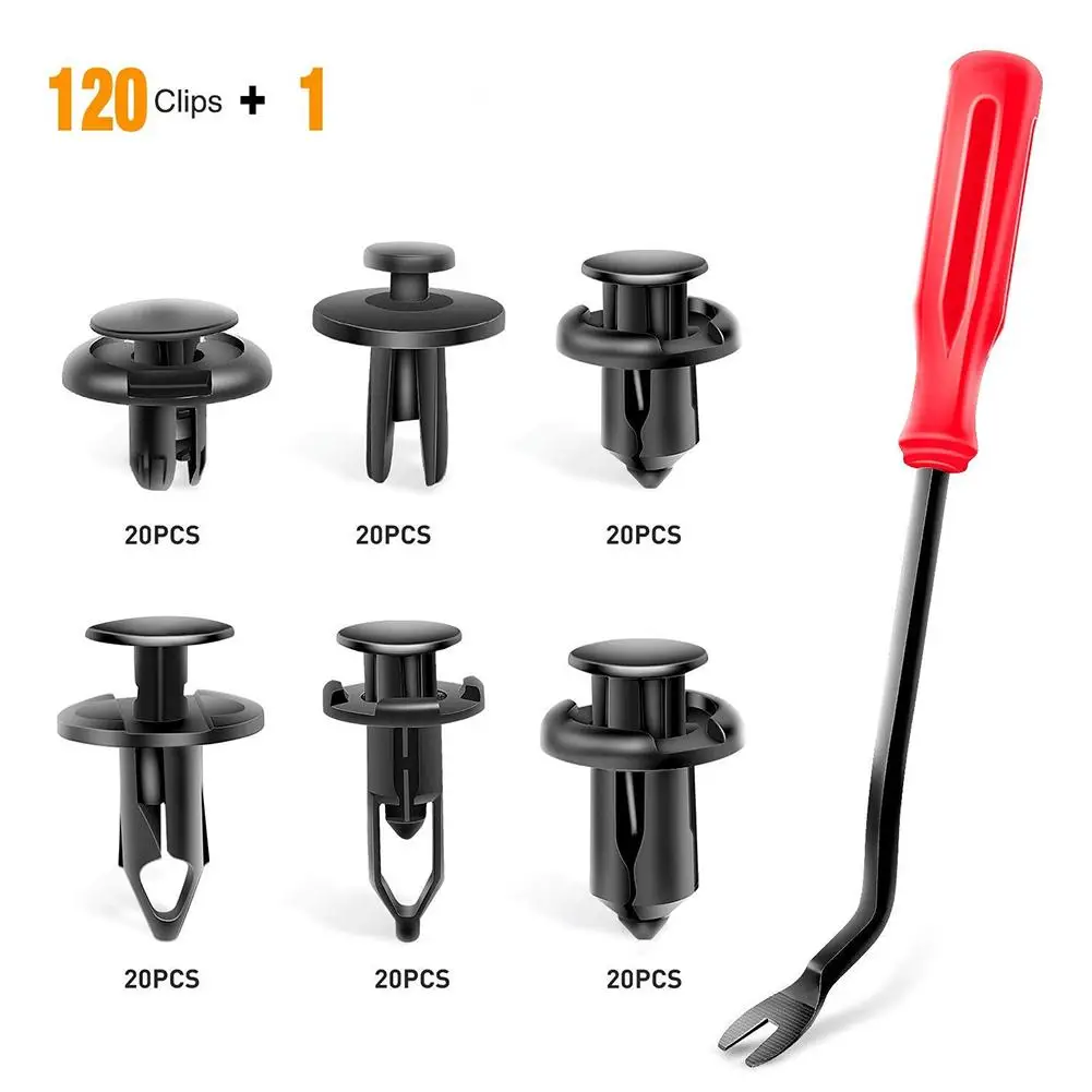 

121PCS Bumper Push Rivet Clips Expansion Screws Replacement Kit Fastener Removing Tool Set