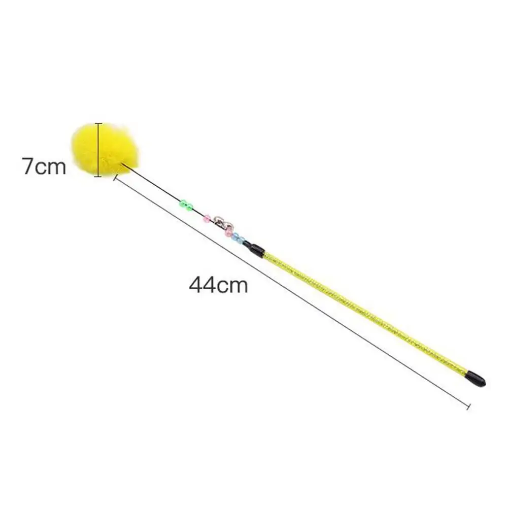 

Colorful Cat Teaser Toy Bell Plush Ball Stretchable Interactive Pet Play Wand for Pet Products Cat Accessories