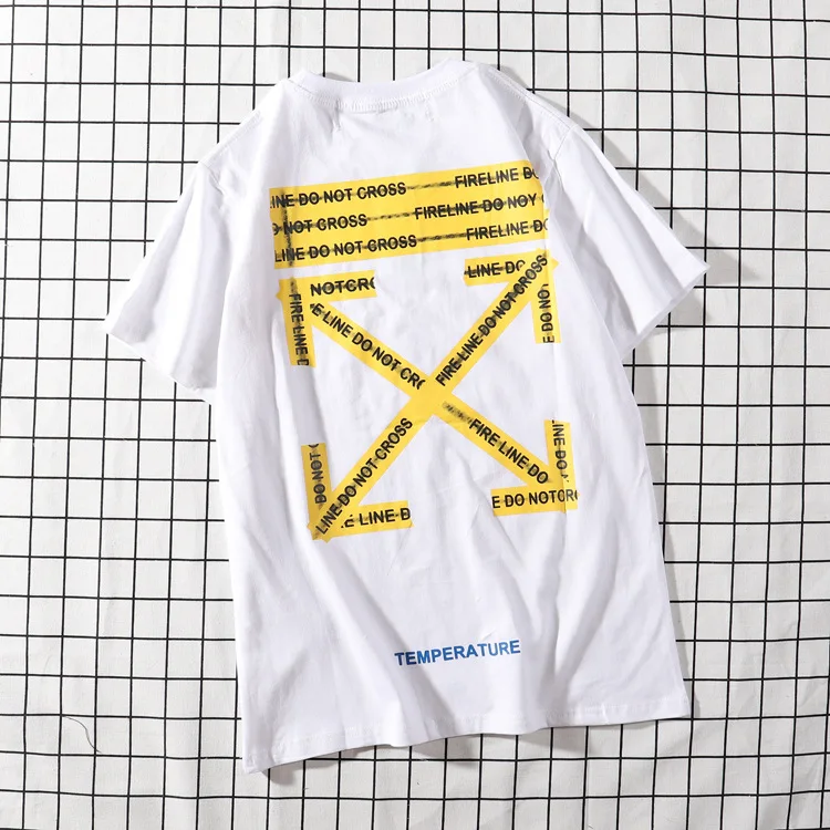 

Summer trend ow off white arrow cordon short sleeve women's fashion brand cotton men's T-shirt