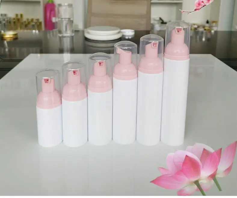 

30/50/60ml Plastic Foam Pump Refillable Cosmetic Bottle Lashes Cleanser Soap Dispenser Shampoo with Pink SN232