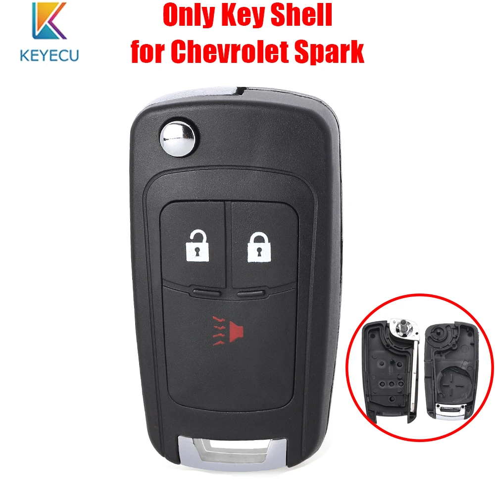 

Keyecu Replacement Remote Auto Car Key Shell Case Cover Housing 3 Buttons for Chevrolet Spark 2012 2013 2014 2015 2016