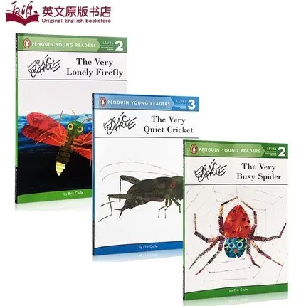 

3Pcs The Very Quiet Cricket Busy Spider Lonely Firefly ERIC CARLE Board Book Early Childhood Education Books