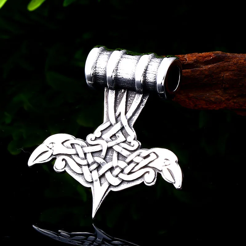 Бейер 316L Нержавеющая сталь Подвеска с ожерельем Скандинавская амулет Один Равен Голова Мужская модная животная ювелирная изделия.