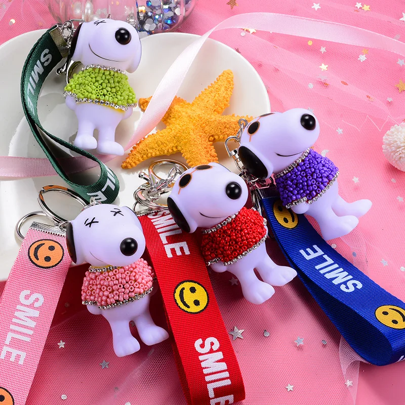 Креативный подарок Год Собаки брелок с плетением Улыбка и инкрустированной