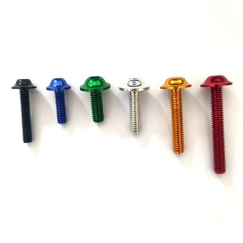 

10pcs m5 m6 aluminum colourful Half Round Button Flange Head With Washer Inner Hex Socket Allen Screws Bolt