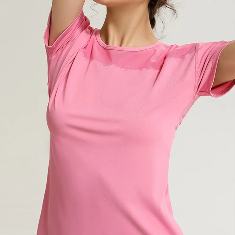

Women Loose O-neck Short Sleeve Casual Breathable Fitness Pullover Tops Ladies' Beauty Back Hollow Sports T-Shirt