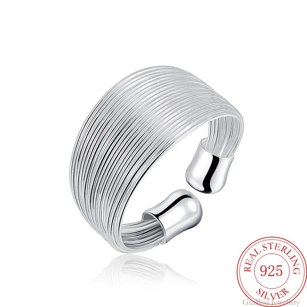 

Silver 925 Jewelry Line Engagement Fine Adjustable Rings Women Wedding Luxury Vintage Wholesale Girl Gift