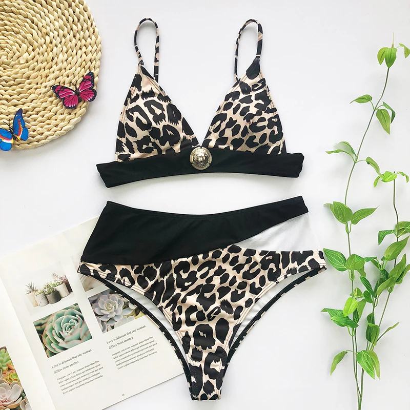 Бикини пуш ап женское из двух предметов купальный костюм с завышенной талией в