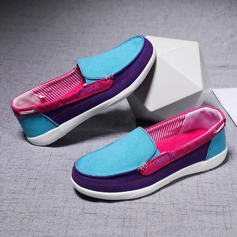 Туфли женские холщовые без шнуровки дышащие лоферы повседневная китайская обувь