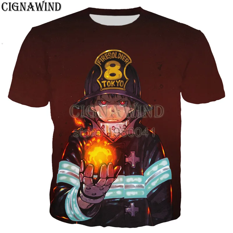 Футболка Мужская/женская с 3D принтом аниме Fire Force модный топ коротким рукавом
