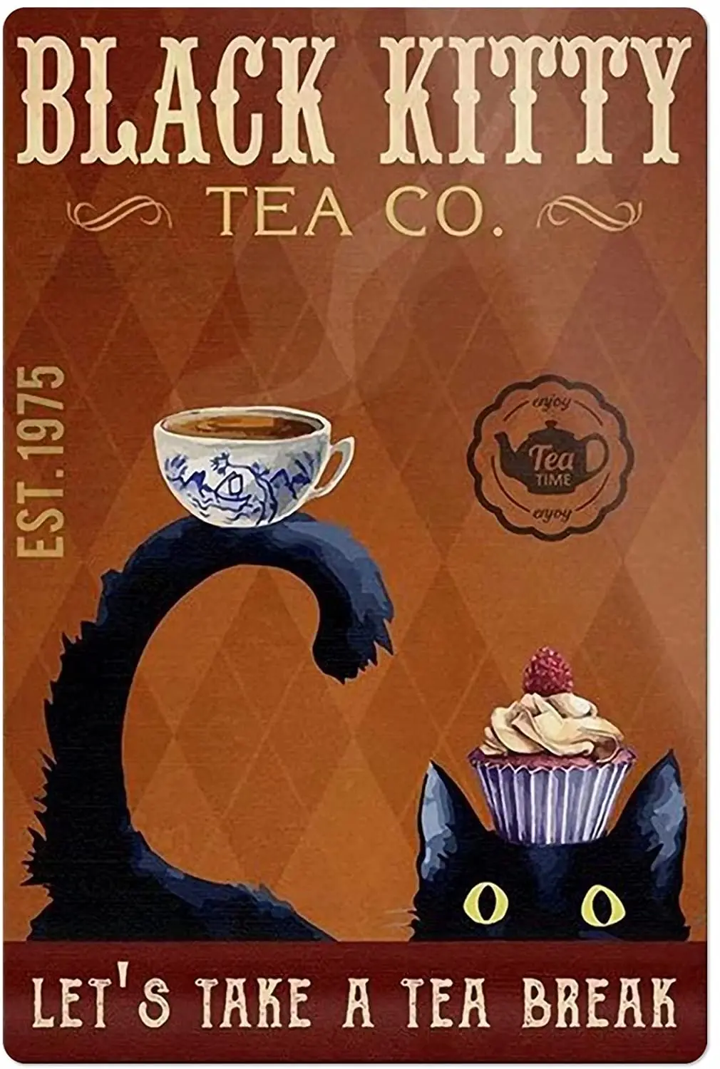 

Black Tea Metal Tin Sign Let's Take A Tea Break Suitable for Home Garage Bar Sign Cafe Farm Country Kitchen Retro Home Decor