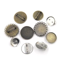 brooches safety pins cabochon cameo frame setting round alloy bronze silver tone jewelry diy accessories