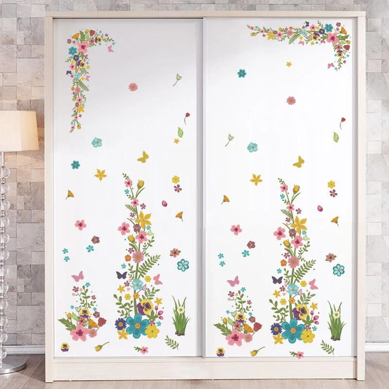 Romantic Flowers Vine Wall Stickers For Home Wedding Decoration Accessories DIY Natural Plant Decor Mural PVC Art Decals | Дом и сад