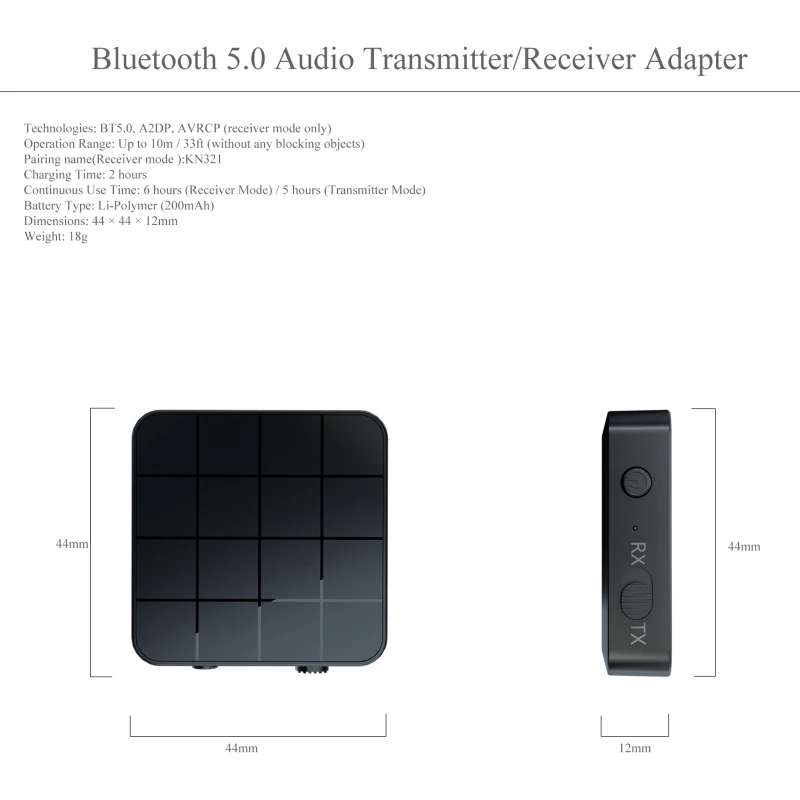 KN321 Bluetooth 5, 0-   3, 5  AUX  RCA