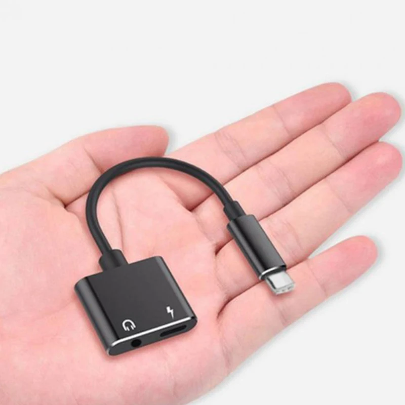 Адаптер для зарядки наушников 2 в 1 с разъемом типа C на 3 5 мм Aux аудио USB